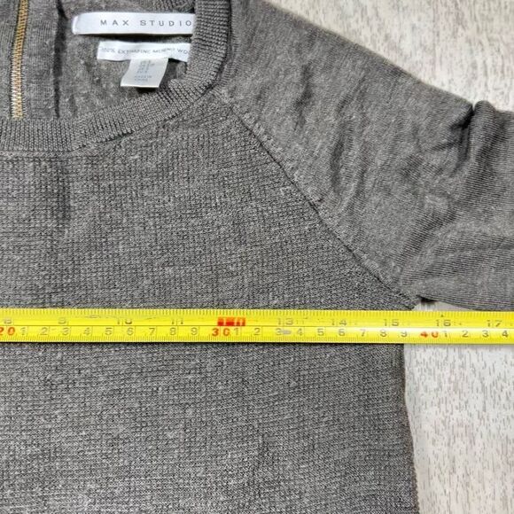 Max Studio Extrafine Merino Wool Waffle Texture Zip Back Sweater, Women’s Small - Picture 4 of 9